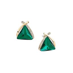Bling Queen Gold-Plated Cubic Zirconia Studded Triangular Shaped Studs image 3