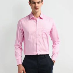 Arrow Pink Cotton Slim Fit Checks Shirt-image-120