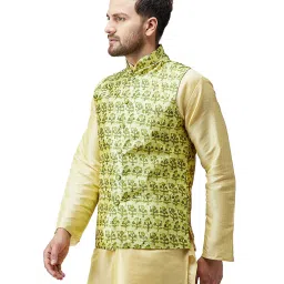 Sojanya Lime Abstract Print Nehru Jacket image 3