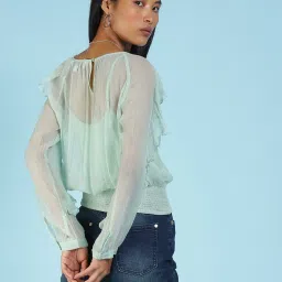 Label Ritu Kumar Turquoise Top With Camisole image 2