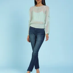 Label Ritu Kumar Turquoise Top With Camisole image 4