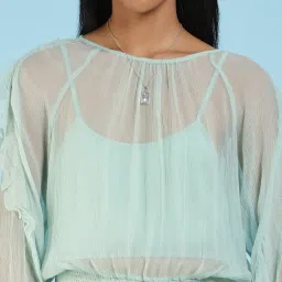 Label Ritu Kumar Turquoise Top With Camisole image 5