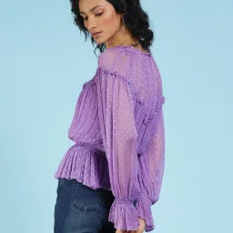 Label Ritu Kumar Purple Self Design Top With Camisole image 2
