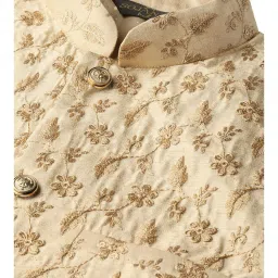 Sojanya Lemon & Gold Embroidered Nehru Jacket image 4