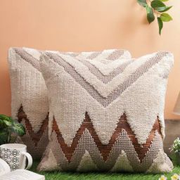Romee Beige Cotton Self Cushion Covers-image-79