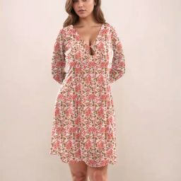 Zink London White Straight Fit Floral Print Dress-image-93