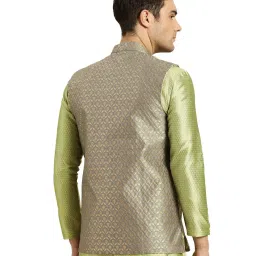 Sojanya Grey & Gold Printed Nehru Jacket image 2