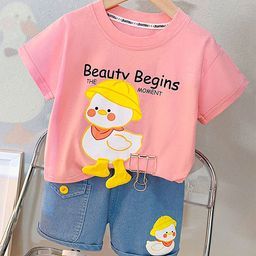 LULU & SKY Unisex Kids Printed T-shirt with Shorts-image-90