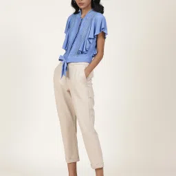 Label Ritu Kumar Blue Self Design Top image 4