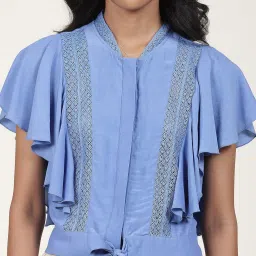 Label Ritu Kumar Blue Self Design Top image 5