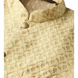 Sojanya Lime & Gold Printed Nehru Jacket image 4