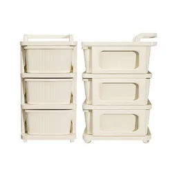 RUBOXA Cream-Coloured 3 Layer Drawer Organiser With Wheels image 5