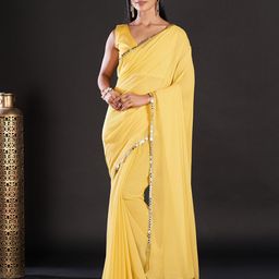 KALINI Solid Ethnic Embellished Party Wear Saree with Matching Blouse-picture-0