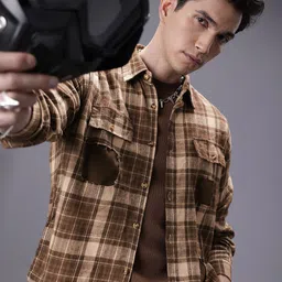 SOKO STREET Checked Drop-Shoulder Sleeves Relaxed Fit Casual Shirt-image-35