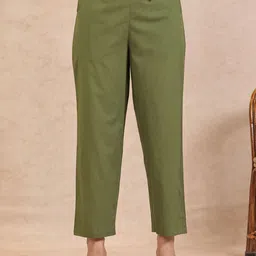 Aramya Cotton Straight Fit Mid-Rise Trousers-picture-30