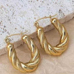 ISHKAARA Round Hoops With Stainless Steel Anti Tarnish And Waterproof Earrings-picture-24