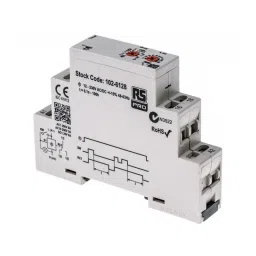 RS PRO Multi Function Timer Relay DIN Rail Mount 12 to 230 V AC/DC Model No. 1026128-9