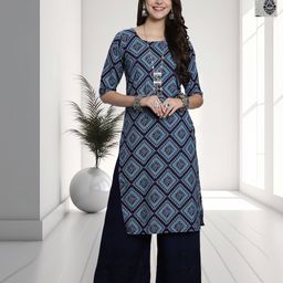 HERE&NOW Selection Of 2 Floral Printed Round Neck Straight Kurtas-image-67
