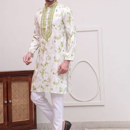 Jompers Men Embroidered Regular Sequinned Kurta with Pyjamas image 4