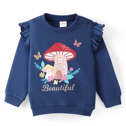 Babyhug 100% Cotton Knit Full Sleeves Sweatshirt With Mushroom Graphics - Navy Blue-image-79