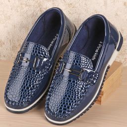 Pine Kids Slip On Style Formal Shoes - Blue-image-4