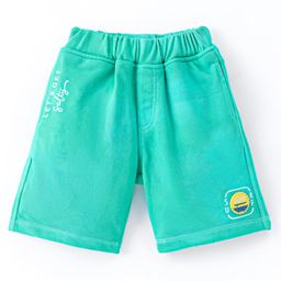 Little Kangaroos 100% Cotton Woven Shorts With Text Print- Green-image-19