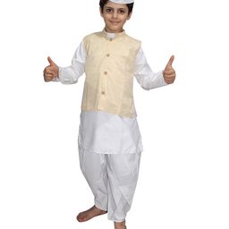 Kaku Fancy Dresses Lal Bahadur Shastri National Hero Freedom Fighter Costume for Republic Day & Independence Day Theme Costume Set - White-image-52