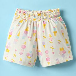 CUCUMBER Sinker Knit Above Knee Length Shorts With Ice Cream Print - White-image-55