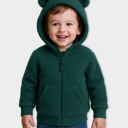 Mi Acus Knit Full Sleeves Animal Ears Designed Hooded Jacket - Green-image-22