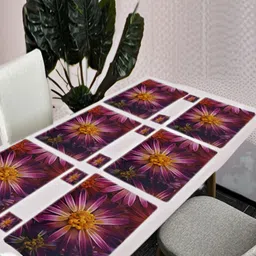 REVEXO 6Pc Yellow & Pink Printed Rectangle Costers & Table Placemats-26