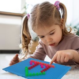 VGRASSP 200 Pcs Mushroom Nail Platter Creative Game Toy For Children With Plastic Board And Colorful Nail Blocks - Endless Imagination And Creativity - Color As Per Stock image 2