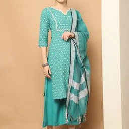 Jompers Women Ethnic Motifs Printed Regular Kurta with Palazzos & With Dupatta-picture-19