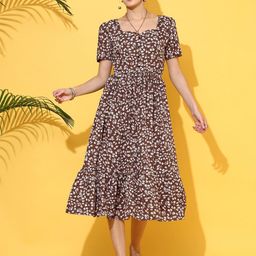 SHEETAL Associates Women Floral Printed Sweetheart Neck Fit & Flare Midi Dress-image-51