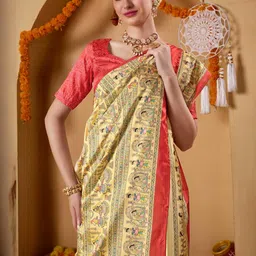 RACHNA Cream Art Silk Printed Sarees-picture-9