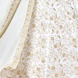ODETTE Embroidered Thread Work Semi-Stitched Lehenga & Unstitched Blouse With Dupatta image 4