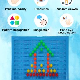 VGRASSP 200 Pcs Mushroom Nail Platter Creative Game Toy For Children With Plastic Board And Colorful Nail Blocks - Endless Imagination And Creativity - Color As Per Stock image 4