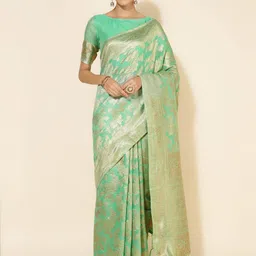 KALINI Woven Design Zari Silk Blend Ready to Wear Chanderi Saree-image-66