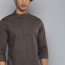 The Indian Garage Co Men Grey Solid Straight Kurta-picture-57
