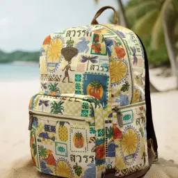 The Souled Store Beige Tropical Printed Large Backpack-picture-6