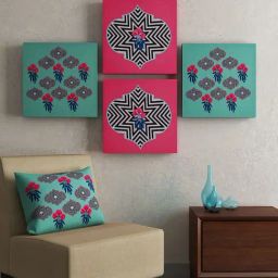 SEJ by Nisha Gupta Multicolor Framed Wall Arts - Set of 4-image-15