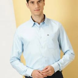 Thomas Scott Ice Blue Slim Fit Self Design Cotton Shirt-image-45
