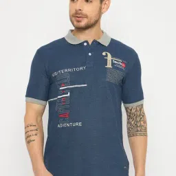 Duke Navy Slim Fit Printed Polo T-Shirt-image-96