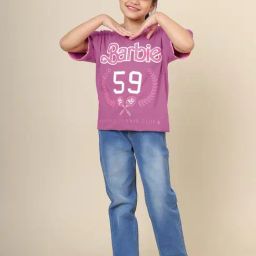 Kidsville Barbie Printed Oversized Fit Tshirt For Girls-image-31
