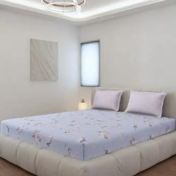 Monte Carlo Edmond Light Purple Polyester Printed 130 GSM King Bedsheet with 2 x Pillow Covers-90
