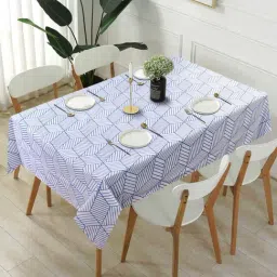 MODERN HOMES Blue Geometric 300 TC Table Cloth - Set of 1-image-67