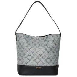 Sugarush Carnaby Grey & Black Printed Medium Hobo Handbag-image-56