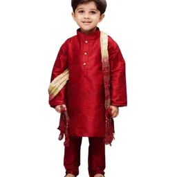 VASTRAMAY Kids Maroon Kurta Set-image-90