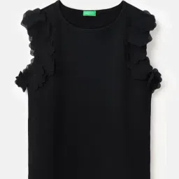 United Colors of Benetton Girls Black Cotton Solid Top-picture-10