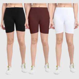 Gracit Black & Brown Cotton Sports Shorts - Pack Of 3-image-83