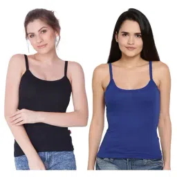 Dollar Missy Black & Blue Cotton Camisole (Pack of 2)-image-54